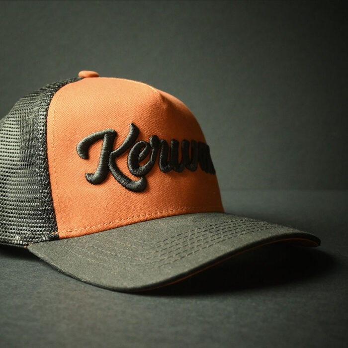 Kerwax-trucker-cap-orange-3D-front-right